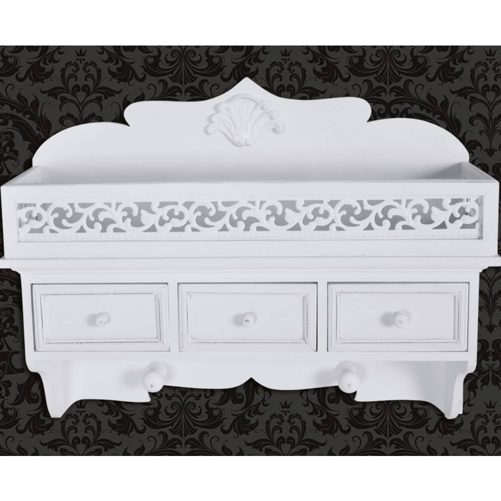 Ράφι τοίχου/Κρεμάστρα με 3 Συρτάρια + 2 Κρεμαστάρια