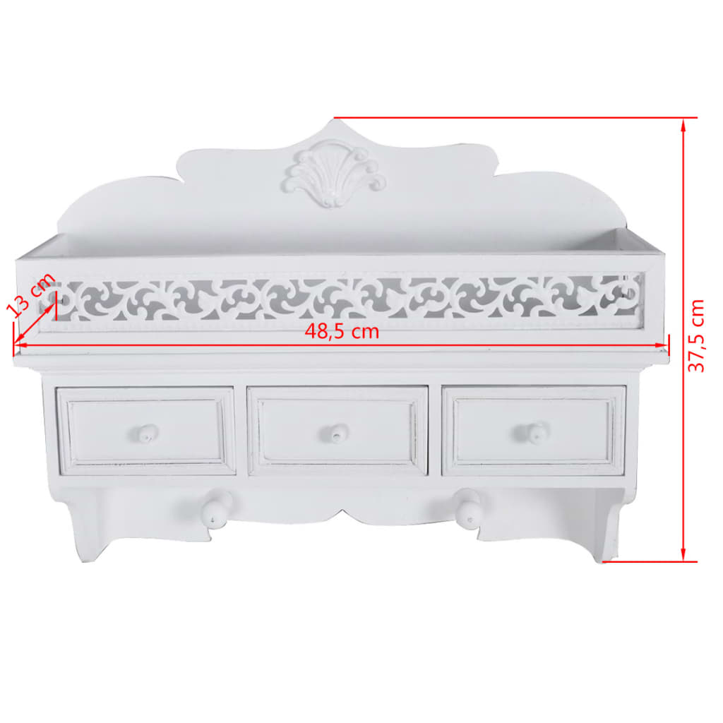 Ράφι τοίχου/Κρεμάστρα με 3 Συρτάρια + 2 Κρεμαστάρια