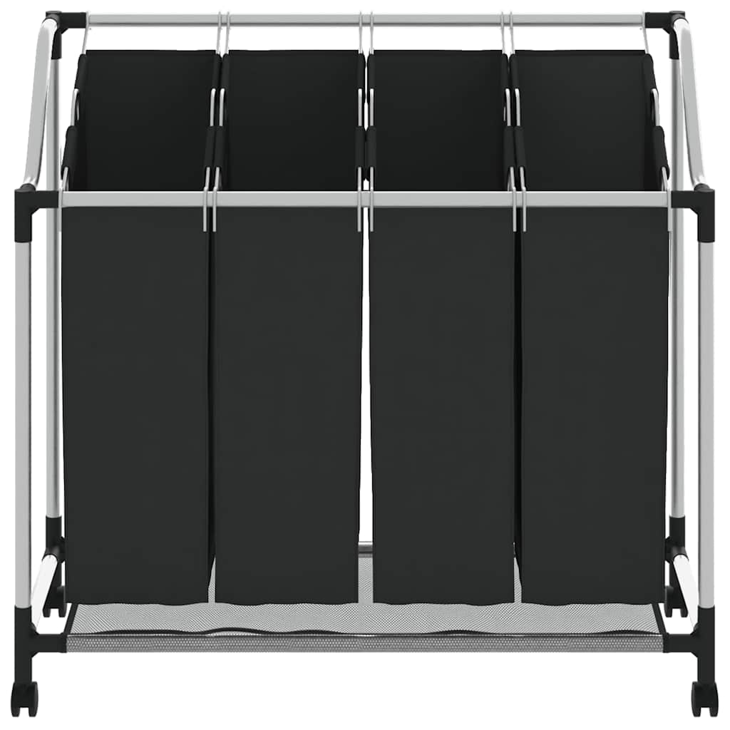 Καλάθι για άπλυτα με 4 σάκους μαύρο γκρι