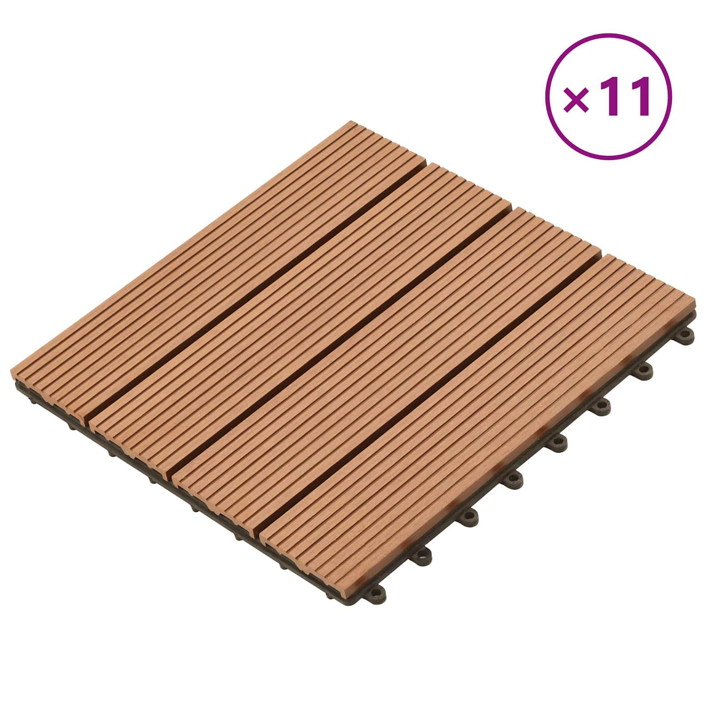 vidaXL Πλάκα Κατασκευής 11 pcs Καφέ 30 x 30 cm WPC