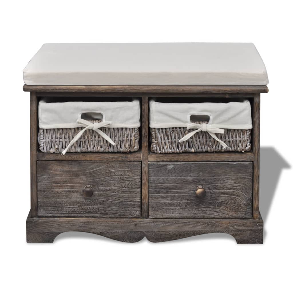 vidaXL Πάγκος με Αποθηκευτικό Χώρο Καφέ 62x33x42 εκ. Ξύλο Παυλώνιας