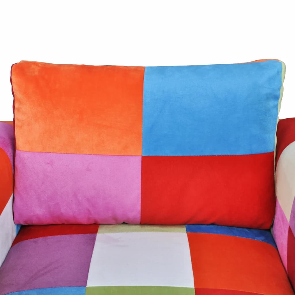 vidaXL Πολυθρόνα Cube με Σχέδιο Patchwork και Πόδια Χρωμίου Υφασμάτινη