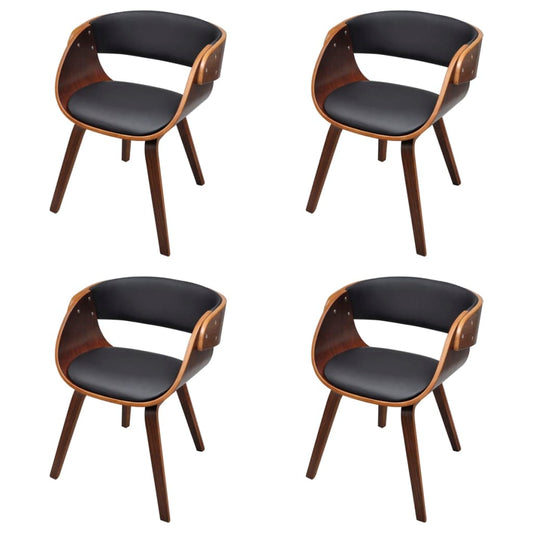 vidaXL Καρέκλες Τραπεζαρίας 4 τεμ. Καφέ Λυγισμένο Ξύλο/Συνθετικό Δέρμα