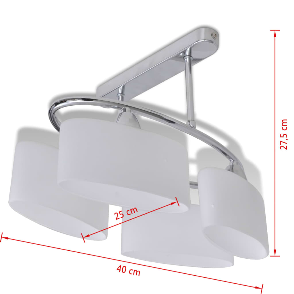 Φωτιστικό Οροφής με Λευκό Ελλειψοειδές Κρύσταλλο 4φωτο Ε14