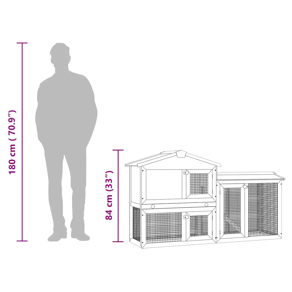 vidaXL Κλουβί Κουνελιών / Σπίτι Μικρών Ζώων Εξωτερικού Χώρου Ξύλινο