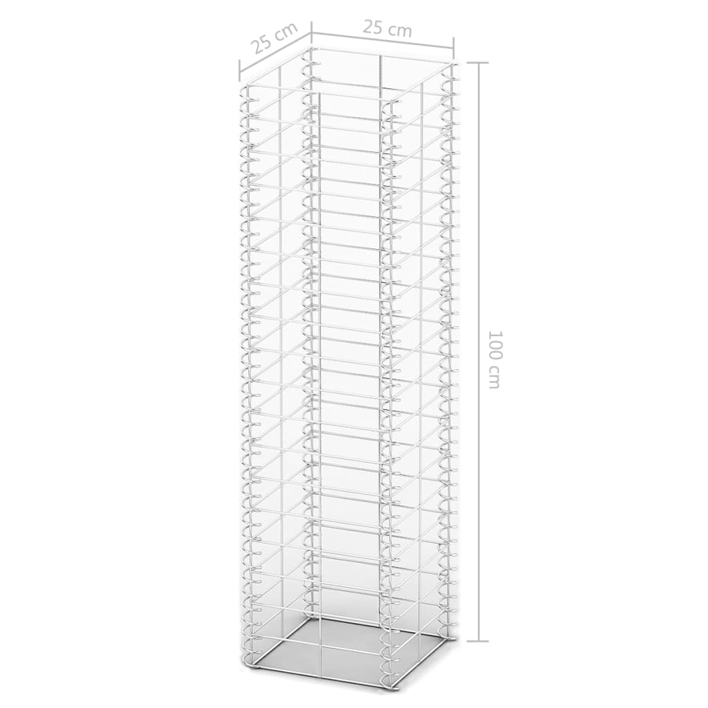 vidaXL Συρματοκιβώτια Σετ 3 τεμ. 25 x 25 x 100 εκ. Γαλβανισμένο Σύρμα