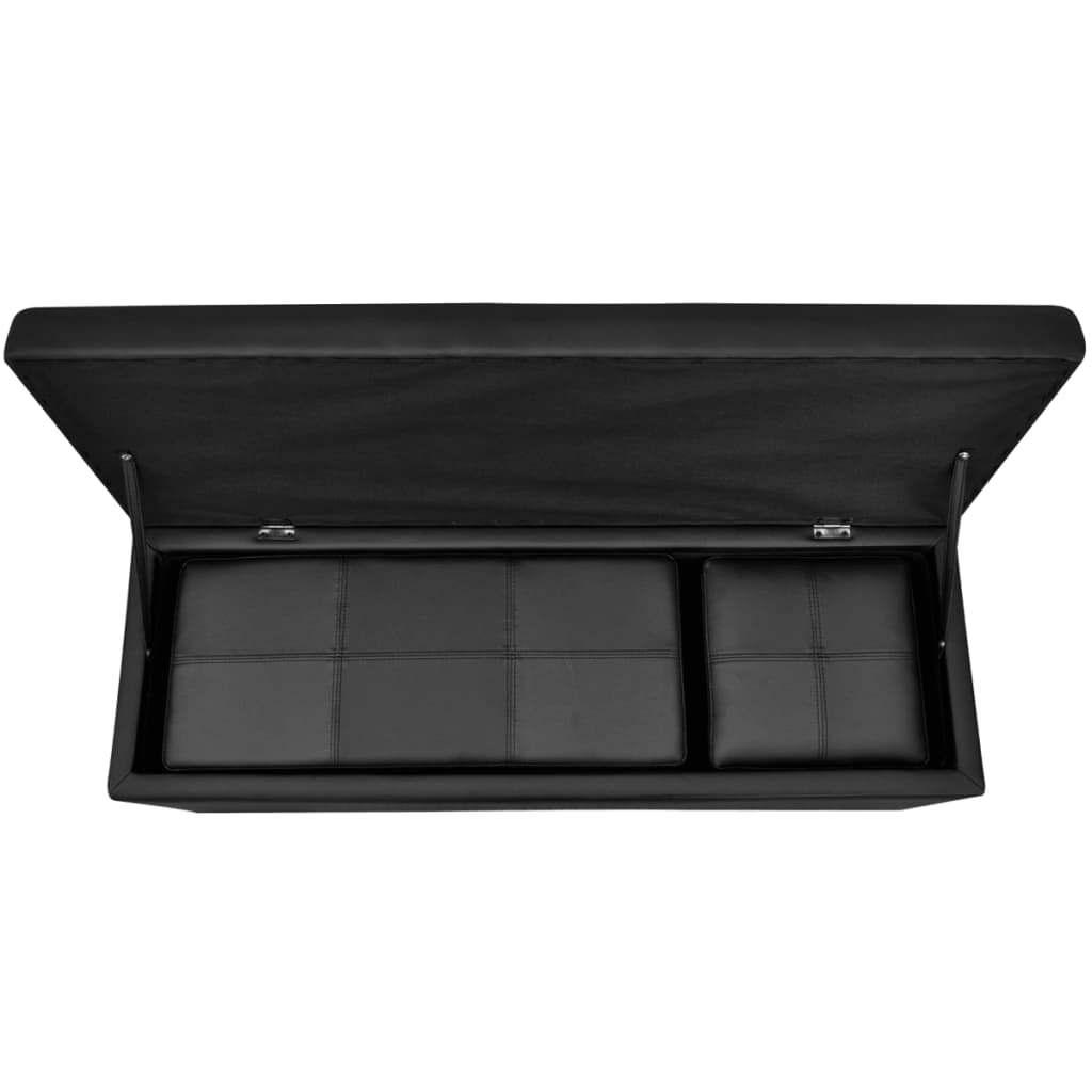 Ταμπουρέ & υποπόδιο Συνθετικό δέρμα Μαύρο 3 τμχ