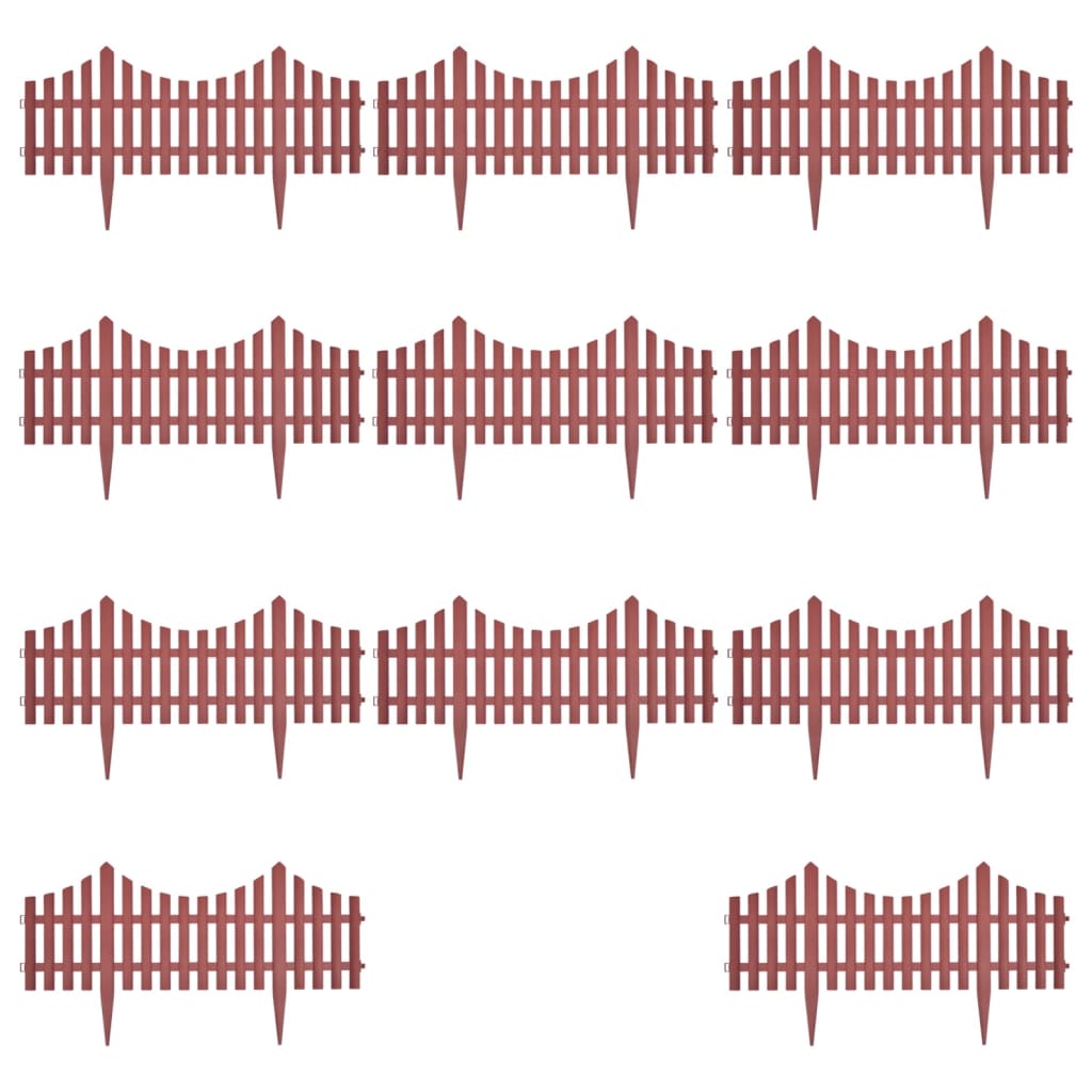 vidaXL Διαχωριστικό Γκαζόν Φράχτης Καφέ 17 Τεμ. / 10 μ.