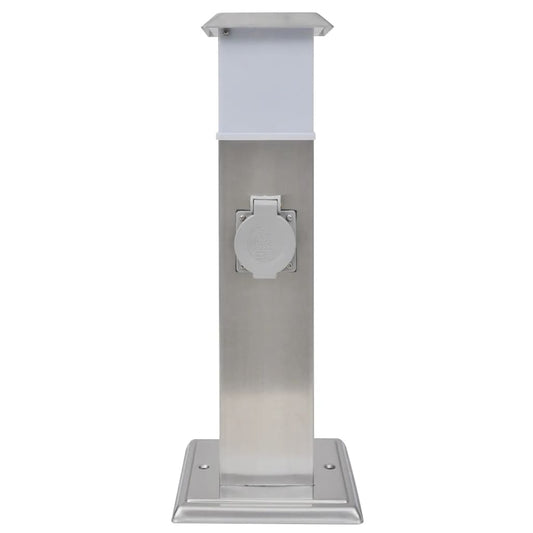 Στύλος Πρίζας Κήπου από Ανοξείδωτο Ατσάλι με Λάμπα