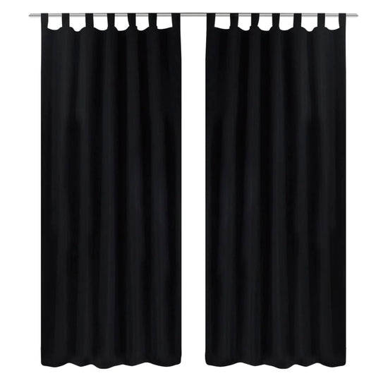 Κουρτίνες με Θηλιές 2 τεμ. Μαύρες 140 x 225 εκ. από Microsatin