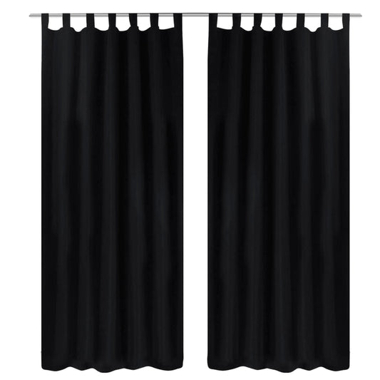 Κουρτίνες με Θηλιές 2 τεμ. Μαύρες 140 x 245 εκ. από Microsatin