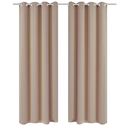 vidaXL Κουρτίνες Συσκότισης 2 τεμ. Κρεμ 135 x 245 εκ. με Μεταλλικούς Κρίκους