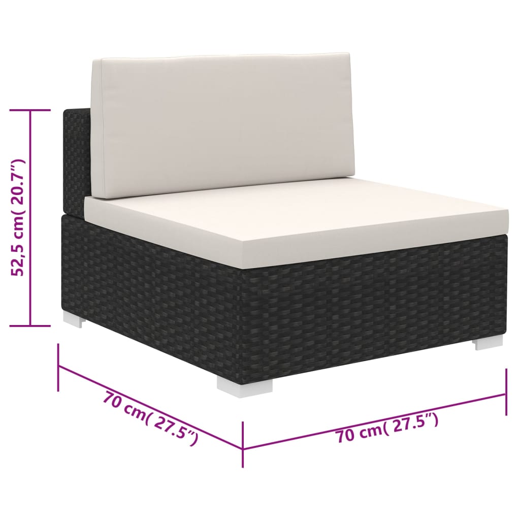 vidaXL Σαλόνι Κήπου 6 Τεμαχίων Μαύρο από Συνθετικό Ρατάν με Μαξιλάρια