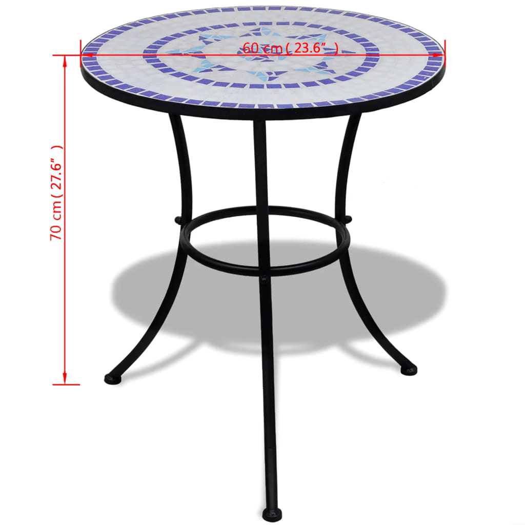 vidaXL Τραπέζι Bistro «Μωσαϊκό» Μπλε / Λευκό 60 εκ.