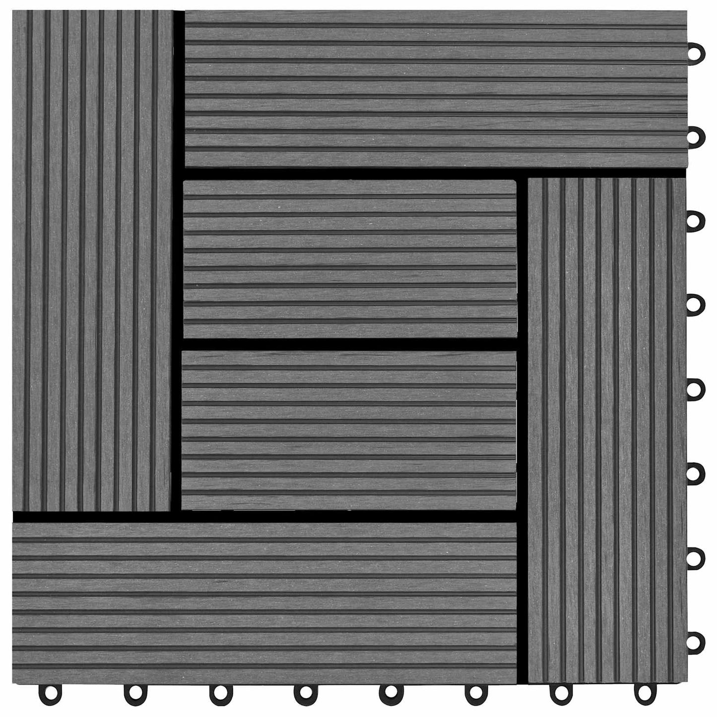 vidaXL Πλάκα Κατασκευής 11 pcs Γκρι 30 x 30 cm WPC