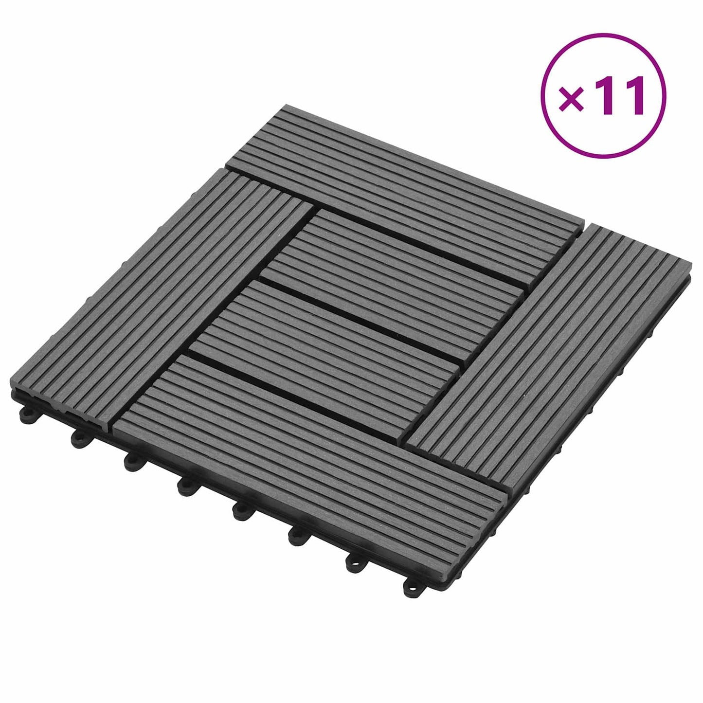 vidaXL Πλάκα Κατασκευής 11 pcs Γκρι 30 x 30 cm WPC