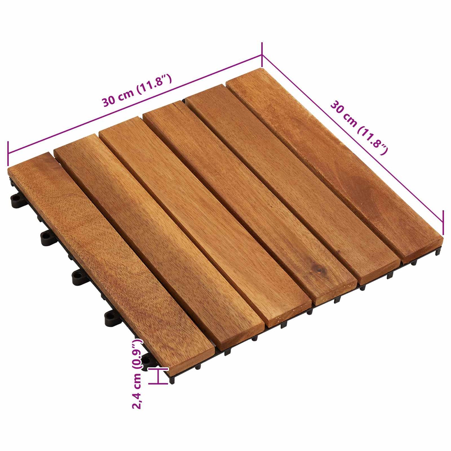 vidaXL Πλάκα Κατασκευής 10 pcs Καφέ 30 x 30 cm Ξύλο Ακακίας