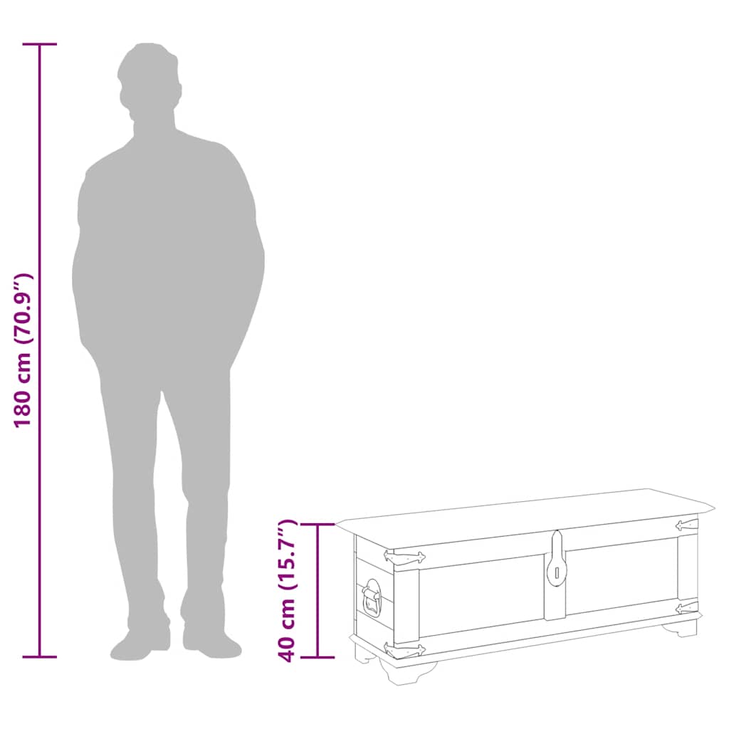 vidaXL Μπαούλο Αποθήκευσης από Ακατέργαστο Ξύλο Μάνγκο