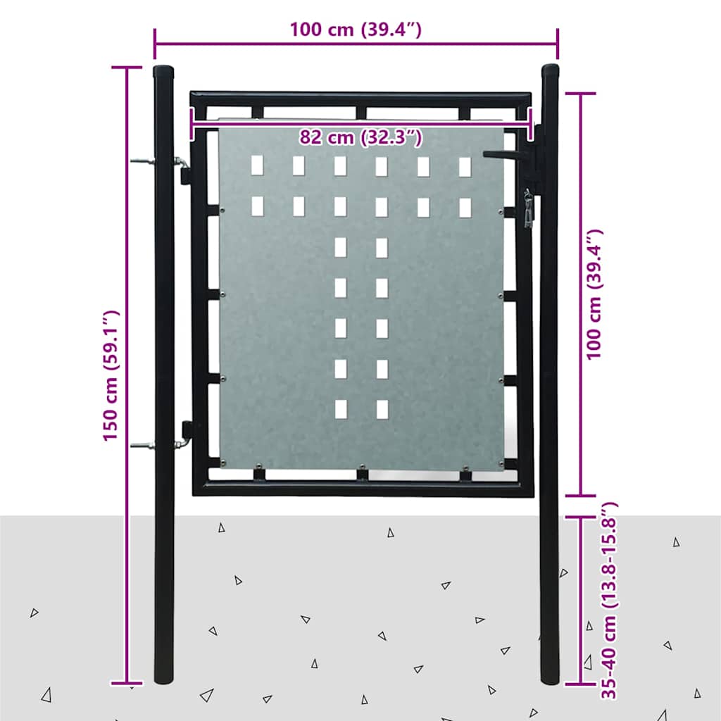 vidaXL Πόρτα με Μονή Πόρτα Μαύρη 100x100 εκ.