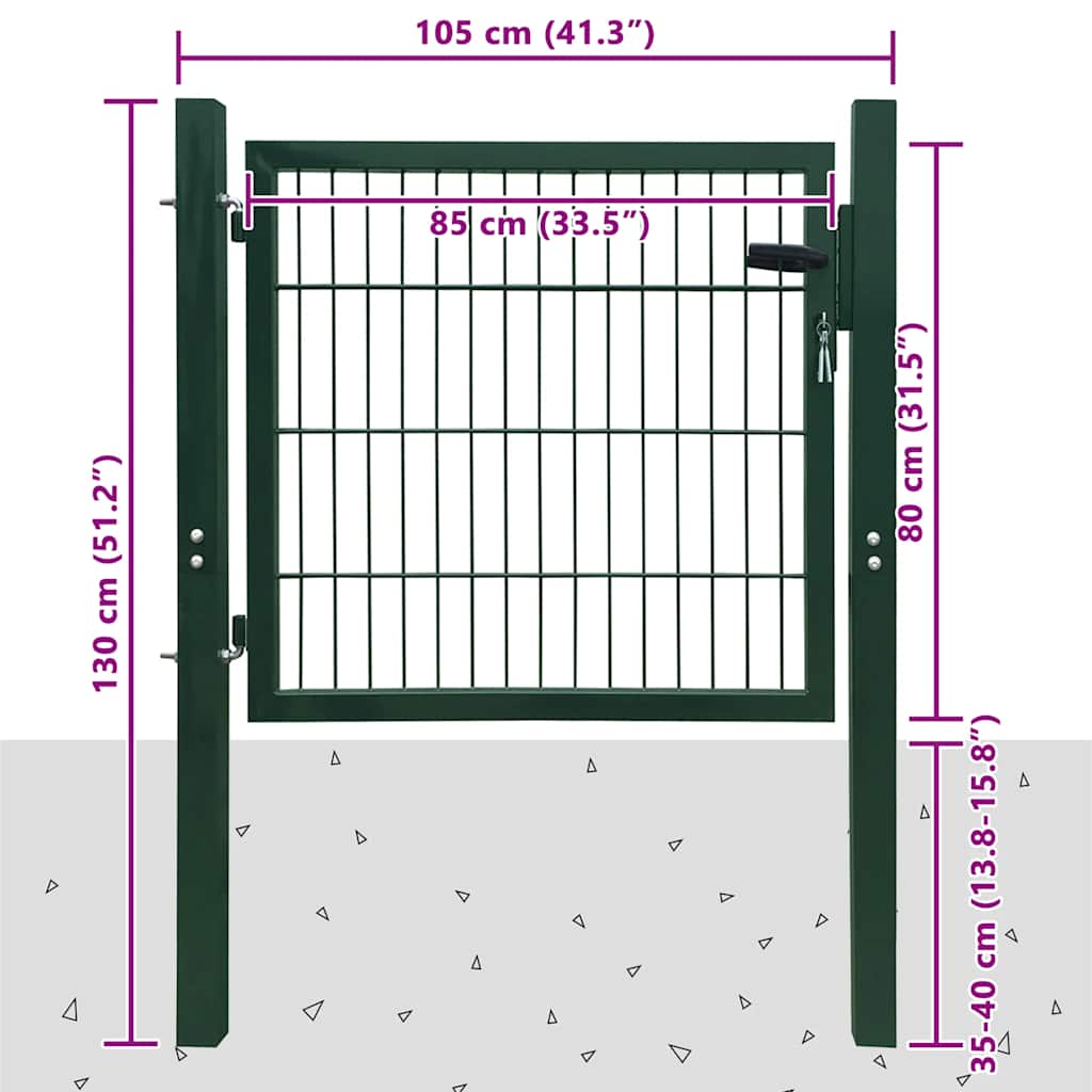 vidaXL Πόρτα Περίφραξης 2D (Μονή) Πράσινη 100x80 εκ.
