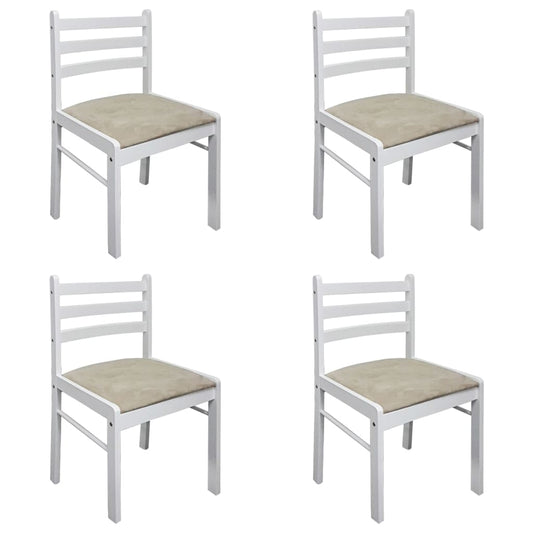 vidaXL Καρέκλες Τραπεζαρίας 4 τεμ. Λευκές Καουτσουκόδεντρο/Βελούδο