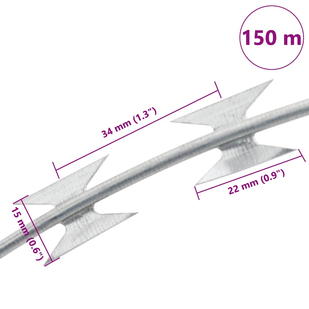 vidaXL Συρματόπλεγμα Λεπιδοφόρο Συνδ. Κονσερτίνα 150μ Γαλβανιζέ BTO-22