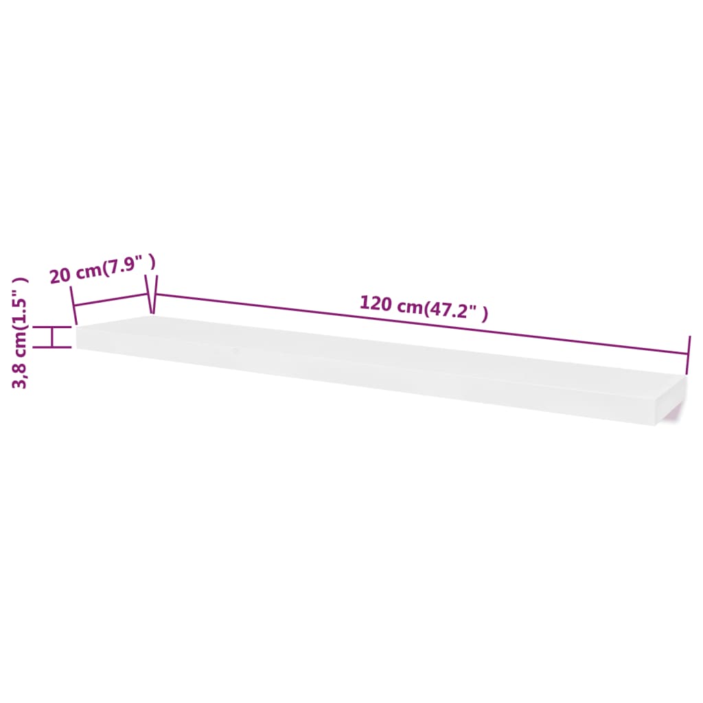 Ράφια Τοίχου για Βιβλία/DVD 2 Τεμάχια Άσπρα από MDF