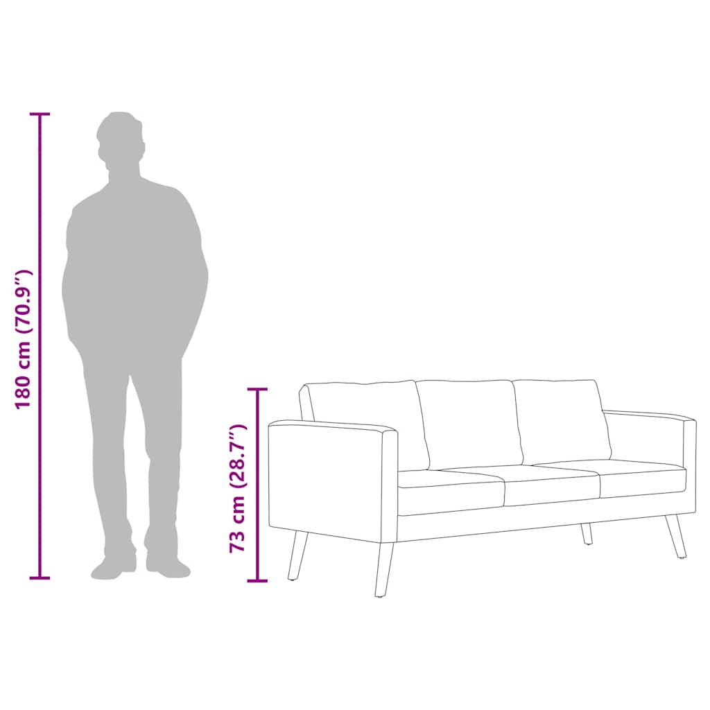 vidaXL Καναπές Τριθέσιος Ανοιχτό Γκρι Υφασμάτινος