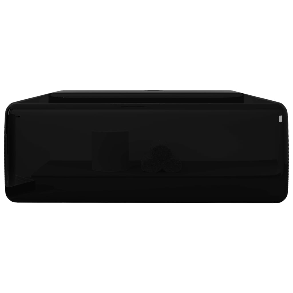 Τετράγωνο Στρογγυλός με Οπή Βρύσης/Υπερχείλισης Μαύρος Κεραμικός