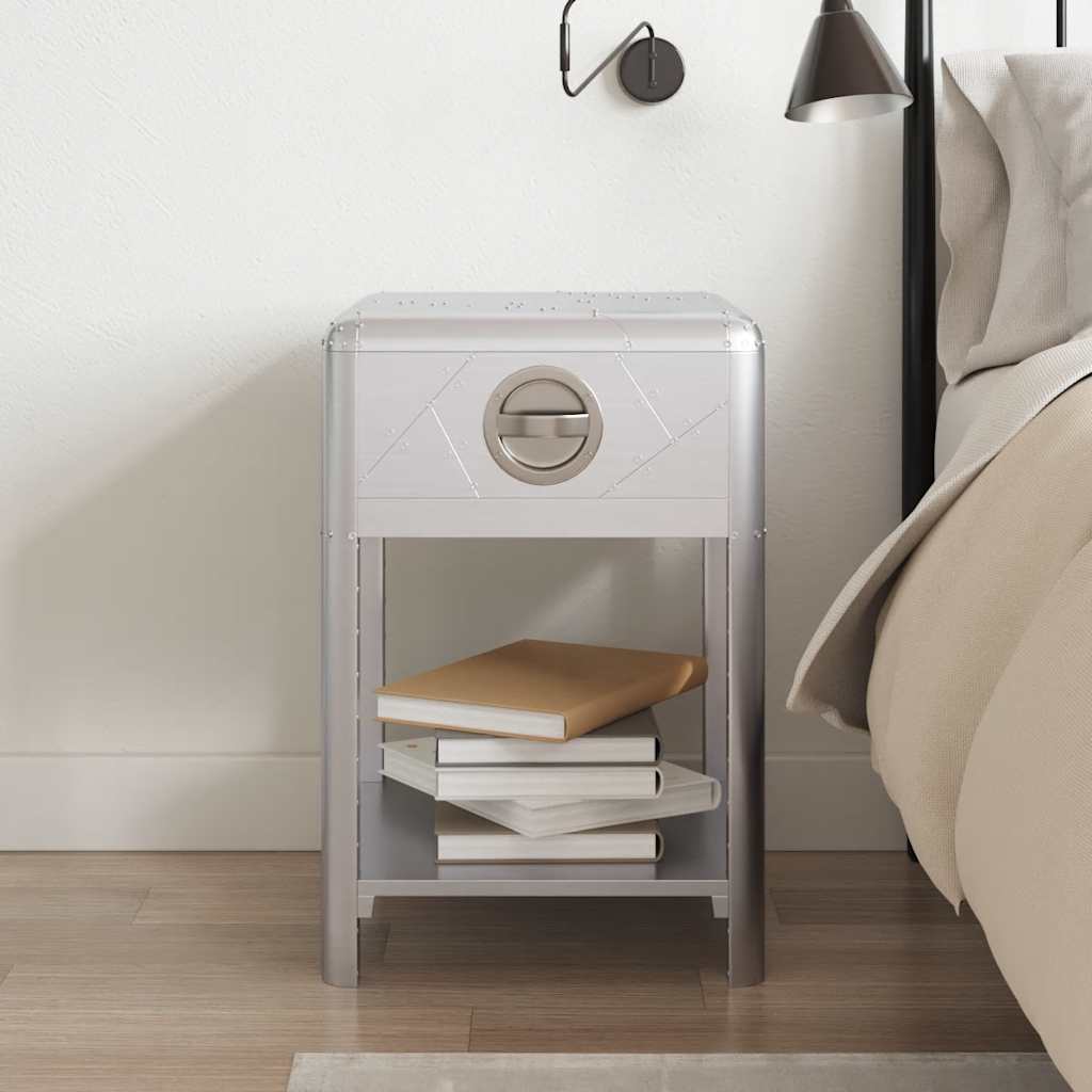 vidaXL Βοηθητικό Τραπέζι Vintage Aviator με 1 Συρτάρι από Αλουμίνιο