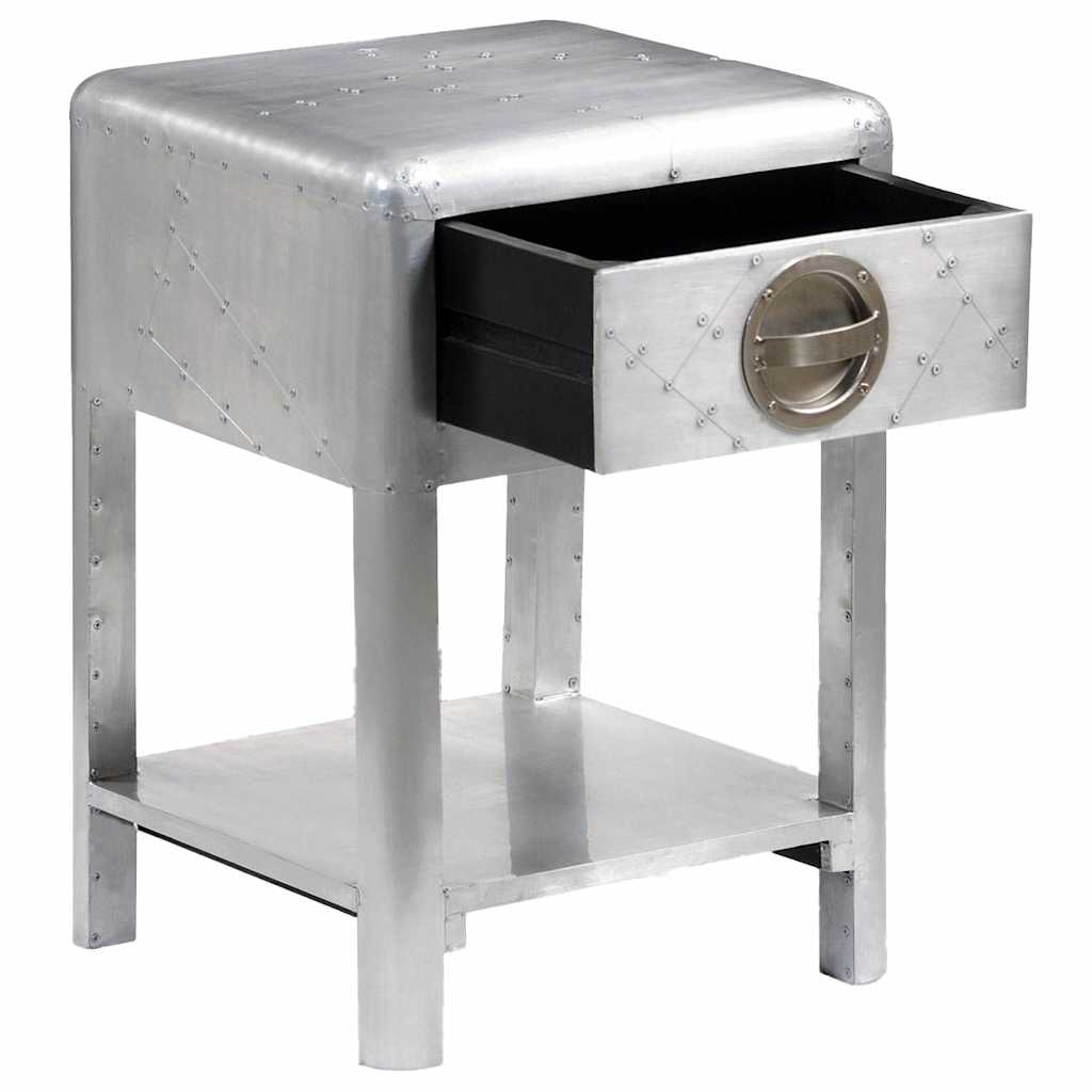 vidaXL Βοηθητικό Τραπέζι Vintage Aviator με 1 Συρτάρι από Αλουμίνιο