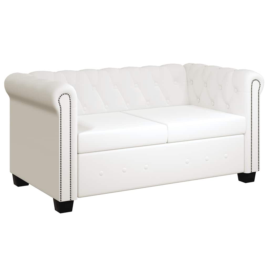 vidaXL Καναπές Διθέσιος Chesterfield Λευκός από Συνθετικό Δέρμα