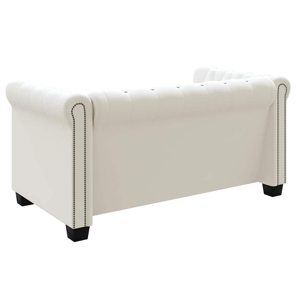 vidaXL Καναπές Διθέσιος Chesterfield Λευκός από Συνθετικό Δέρμα