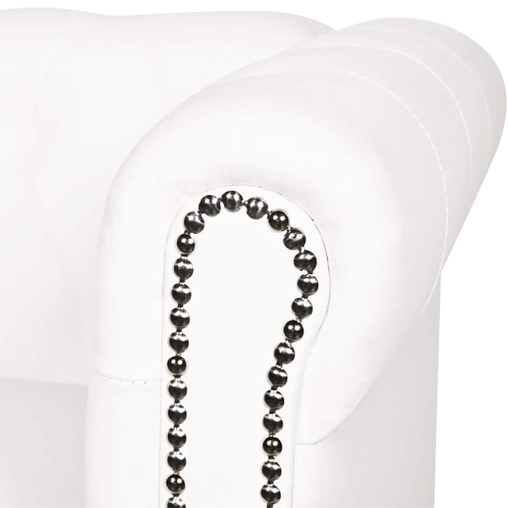 vidaXL Καναπές Τριθέσιος Chesterfield Λευκός από Συνθετικό Δέρμα