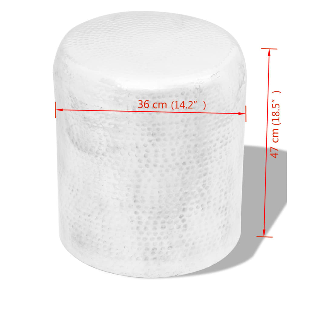 vidaXL Σκαμπό / Βοηθητικό Τραπέζι Hammered Ασημί από Αλουμίνιο