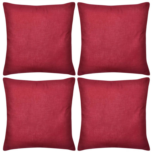 Καλύμματα Μαξιλαριών 4 τεμ. Μπορντό 40 x 40 εκ. Βαμβακερά