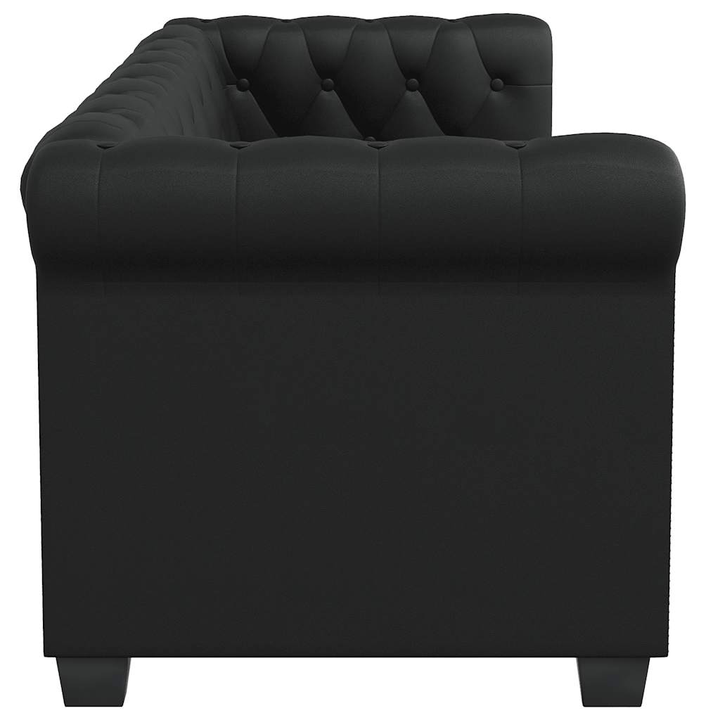 vidaXL Καναπέδες Chesterfield Διθέσιος + Τριθέσιος Μαύρο Συνθ. Δέρμα
