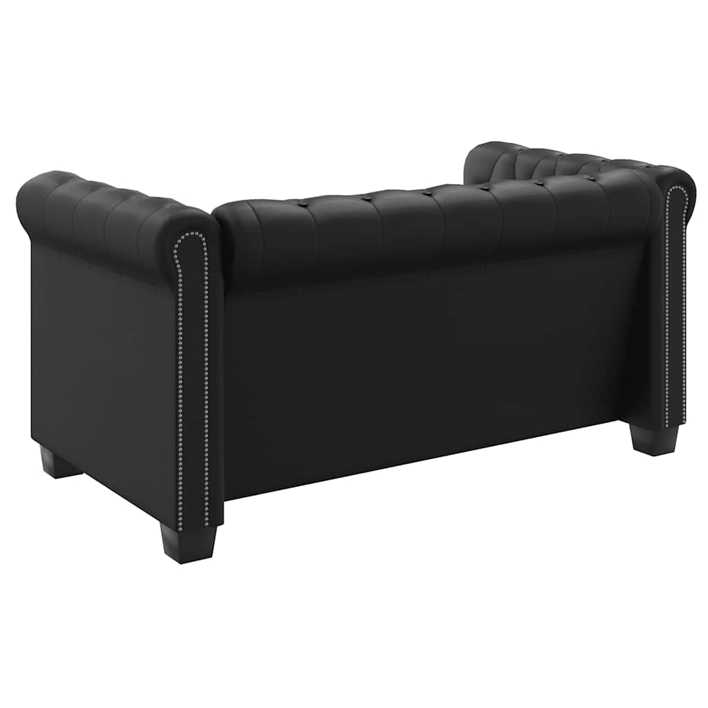 vidaXL Καναπέδες Chesterfield Διθέσιος + Τριθέσιος Μαύρο Συνθ. Δέρμα