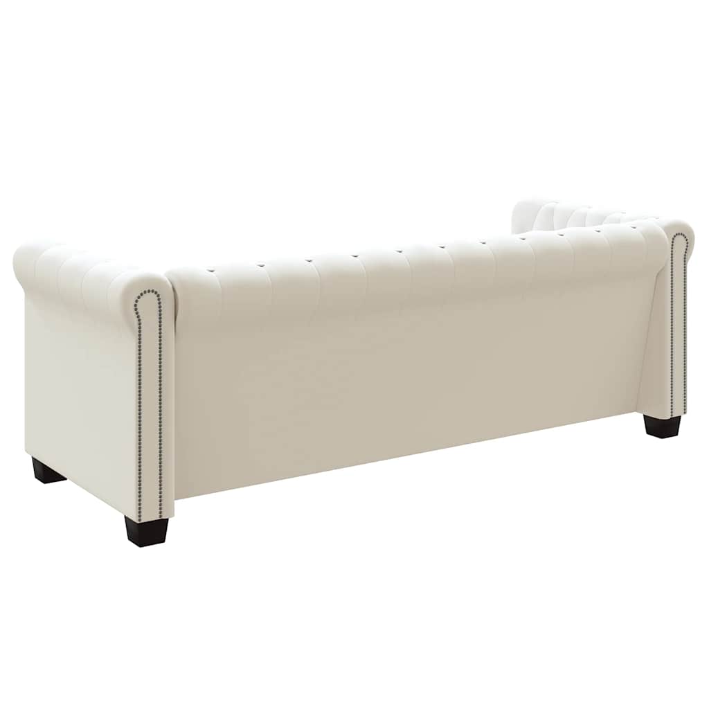 vidaXL Καναπέδες Chesterfield Διθέσιος + Τριθέσιος Λευκό Συνθ. Δέρμα