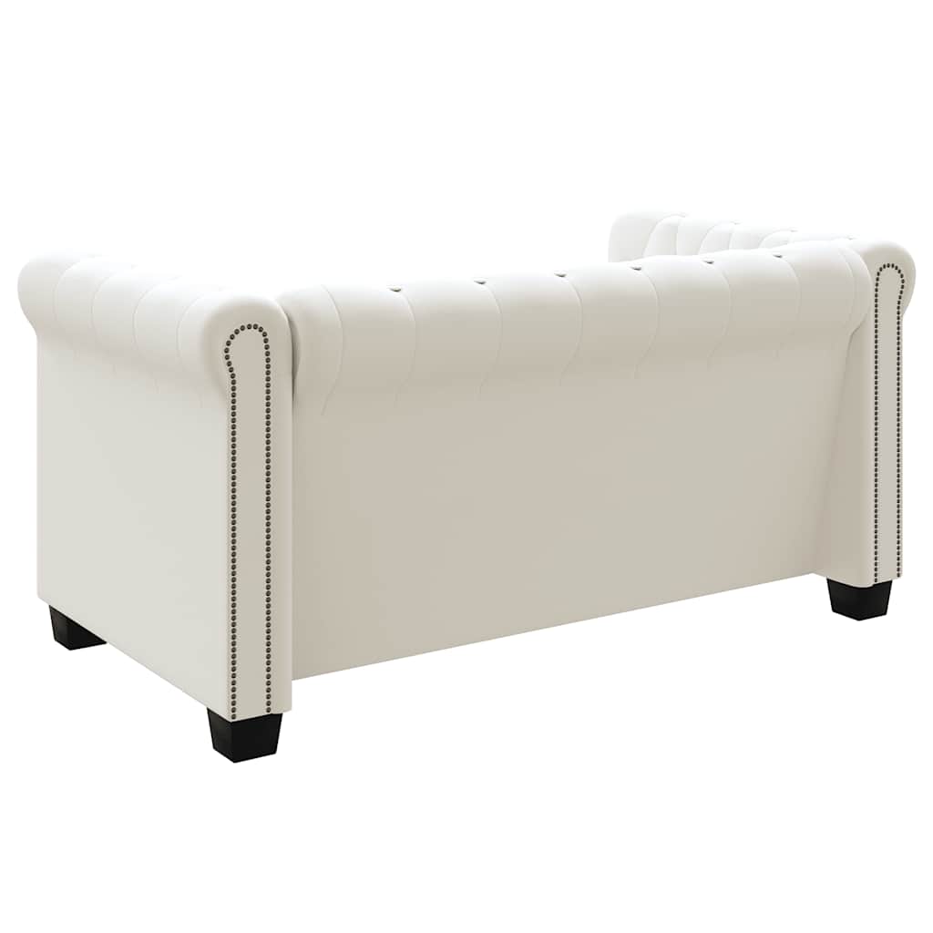 vidaXL Καναπέδες Chesterfield Διθέσιος + Τριθέσιος Λευκό Συνθ. Δέρμα