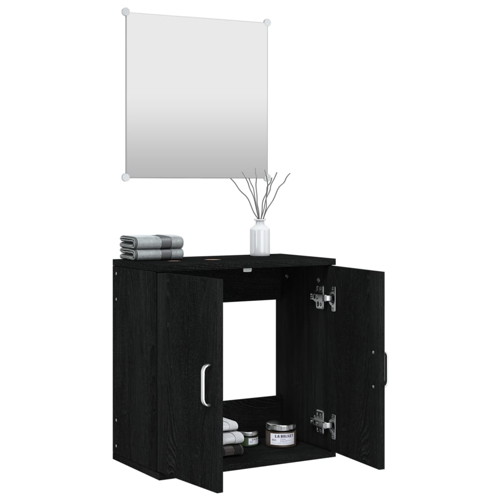 vidaXL Σετ Επίπλων Μπάνιου 2 Τεμαχίων Μαύρο από Επεξεργασμένο Ξύλο