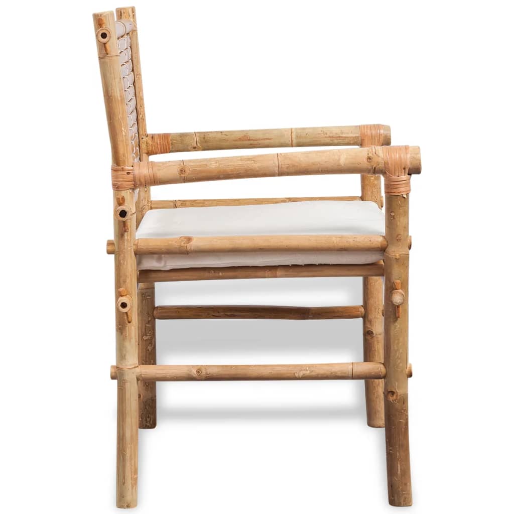 vidaXL Σετ Επίπλων Bistro 3 Τεμαχίων από Μπαμπού με Μαξιλάρια