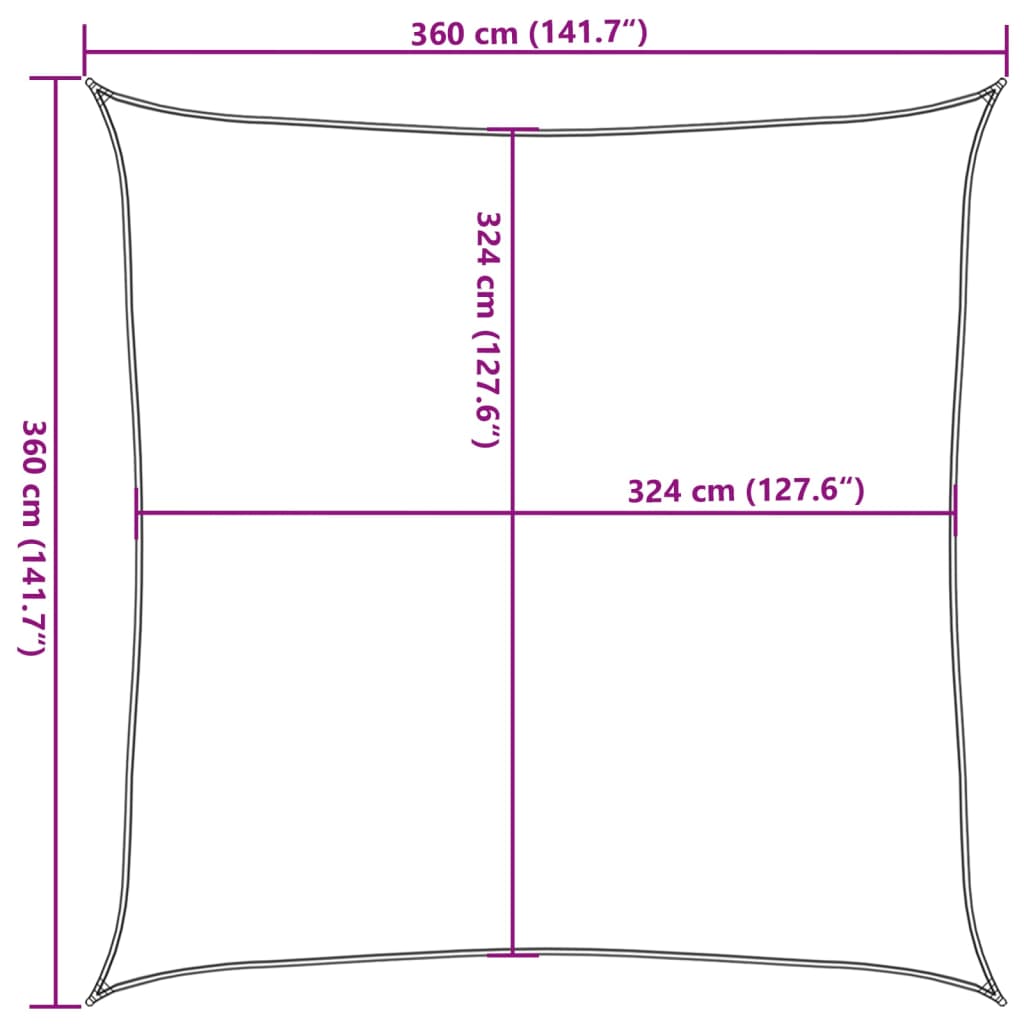 vidaXL Πανί Σκίασης Τετράγωνο Κρεμ 3,6 x 3,6 μ. από HDPE