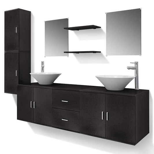 vidaXL Σετ Επίλων Μπάνιου 11 Τεμ. με Νιπτήρα με Μαύρη Μπαταρία