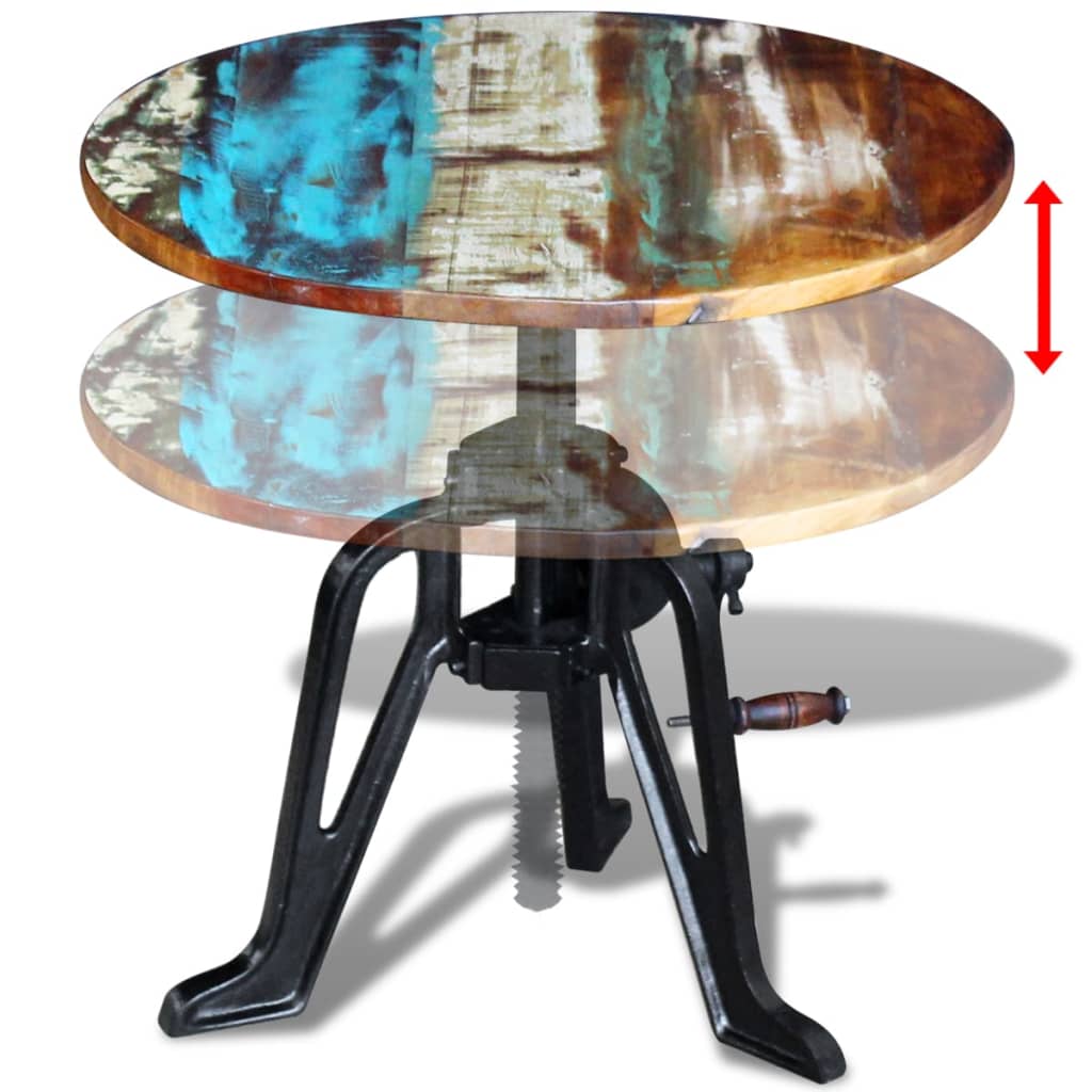 vidaXL Τραπεζάκι Βοηθητικό 60x(42-63) εκ. Ανακυκλ. Ξύλο + Χυτοσίδηρος