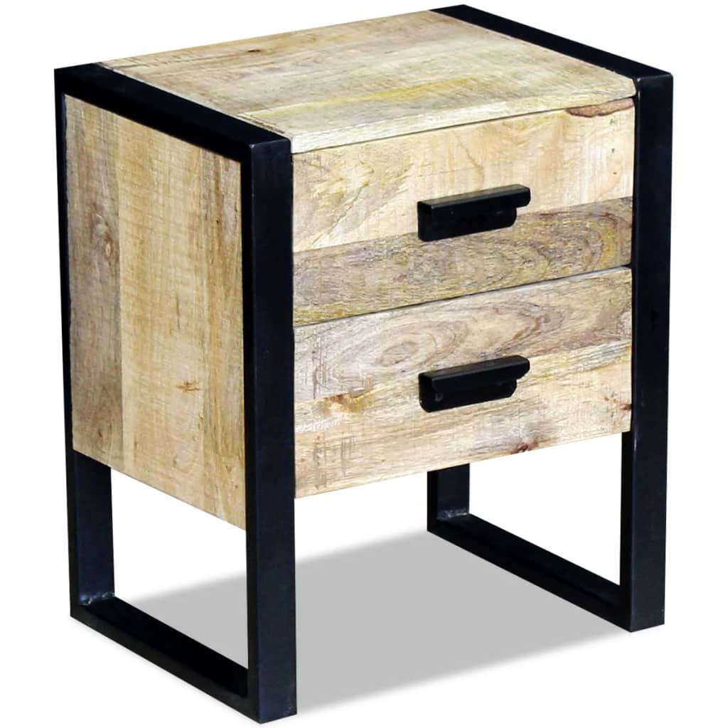vidaXL Τραπέζι Βοηθητικό με 2 Συρτάρια 43x33x51 εκ. Μασίφ Ξύλο Μάνγκο