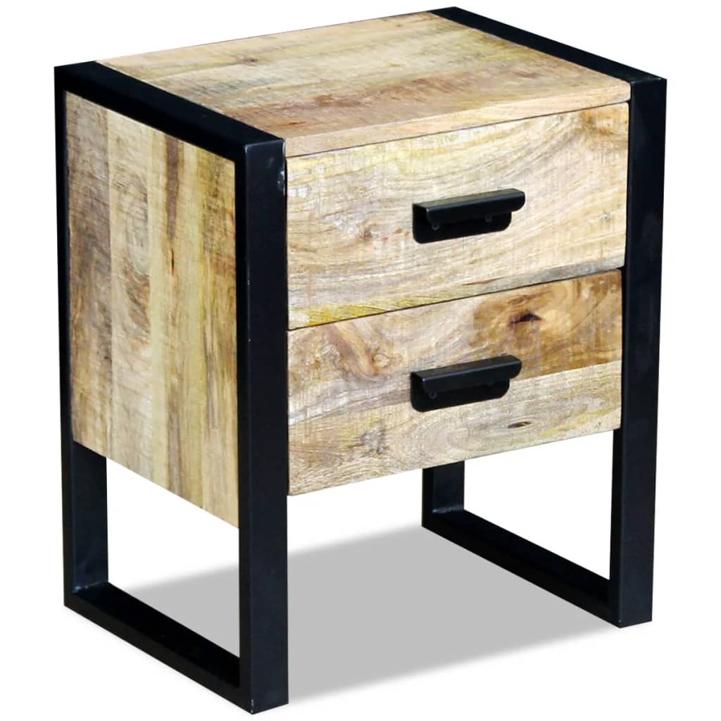 vidaXL Τραπέζι Βοηθητικό με 2 Συρτάρια 43x33x51 εκ. Μασίφ Ξύλο Μάνγκο