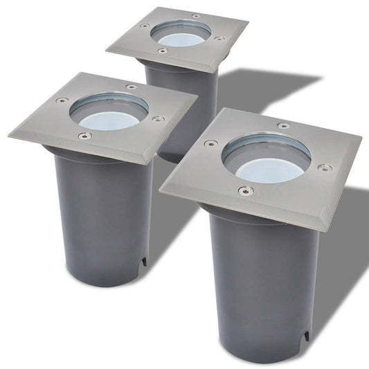 vidaXL Φωτιστικά LED Χωνευτά Εξωτερικού Χώρου 3 τεμ. Τετράγωνα