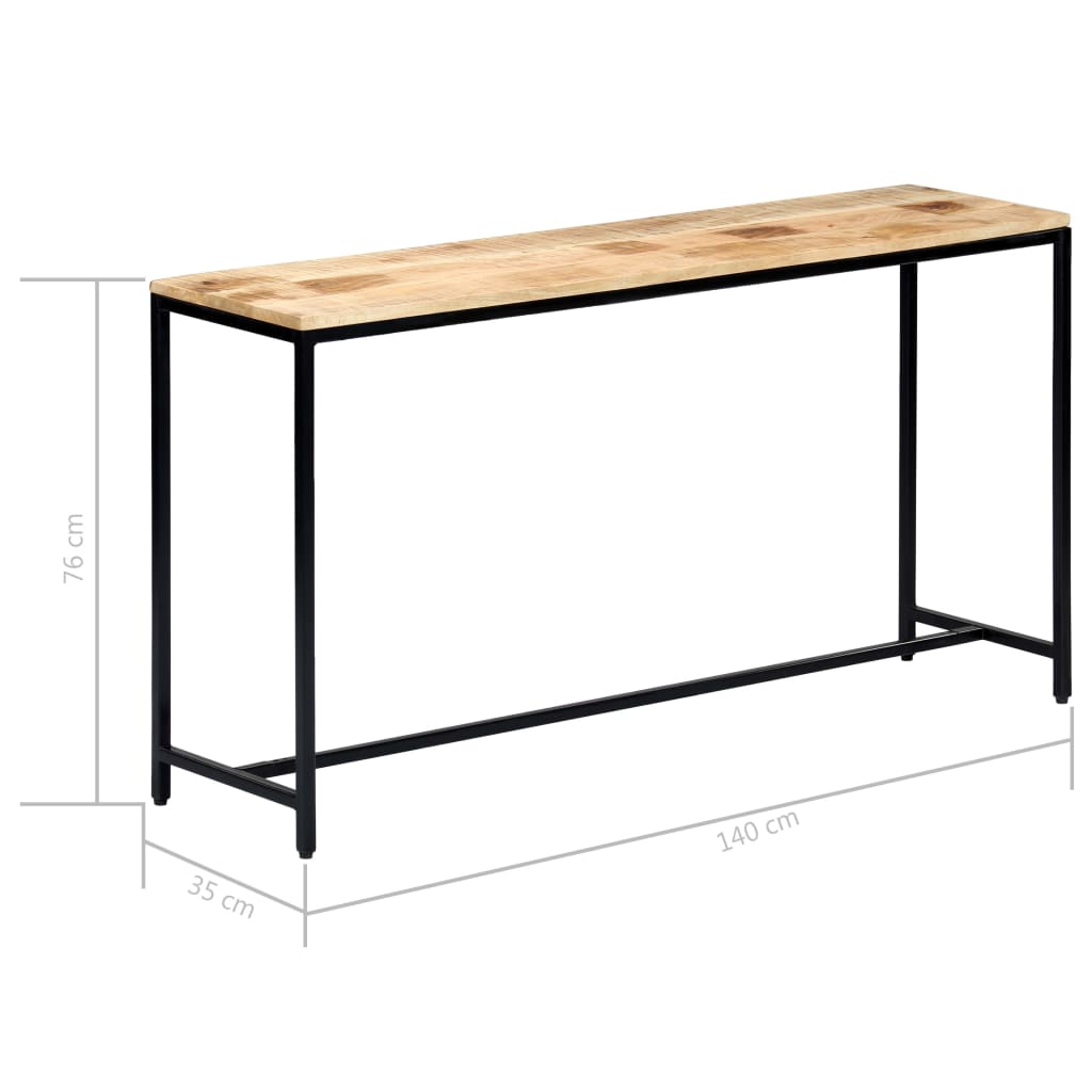 vidaXL Τραπέζι Κονσόλα 140x35x76 εκ. από Μασίφ Ακατέργαστο Ξύλο Μάνγκο