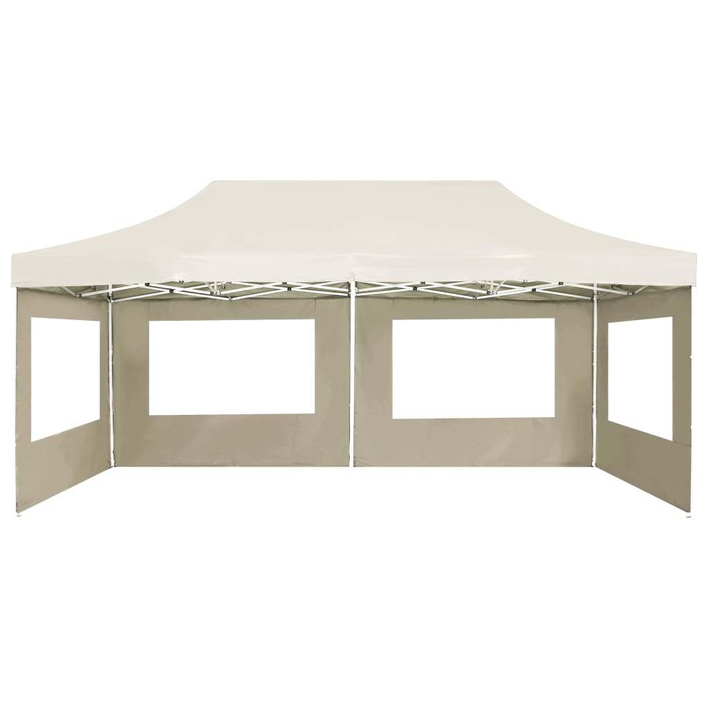 vidaXL Κιόσκι με Τοιχώματα Πτυσσόμενο Επαγγελμ. Κρεμ 6x3 μ. Αλουμινίου